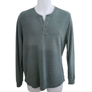 Marine Layer Green Double Knit Henley Tee Men's M
